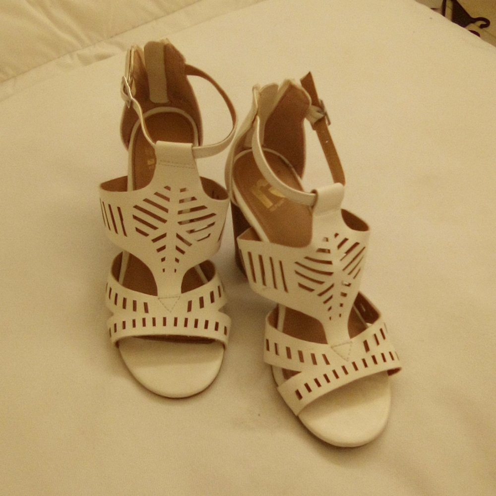 White Aztec heels